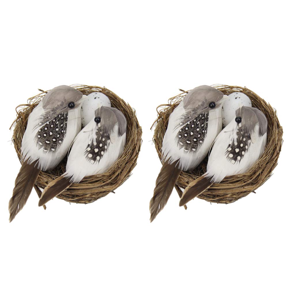 Amazon.com: Amosfun Artificial Birds Rattan Bird Nest Eggs